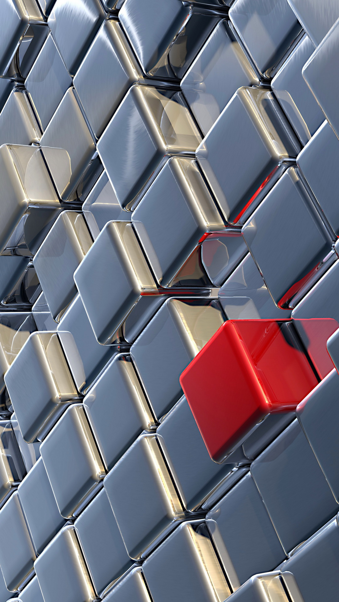 Cubes Gray Red Wallpaper